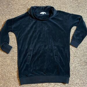 Real Comfort By Chadwicks Cozy Velvet Black Pullover Hoodie Sweater Size L